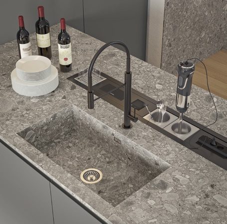 Cucina FAinteriors — lavello in graniglia