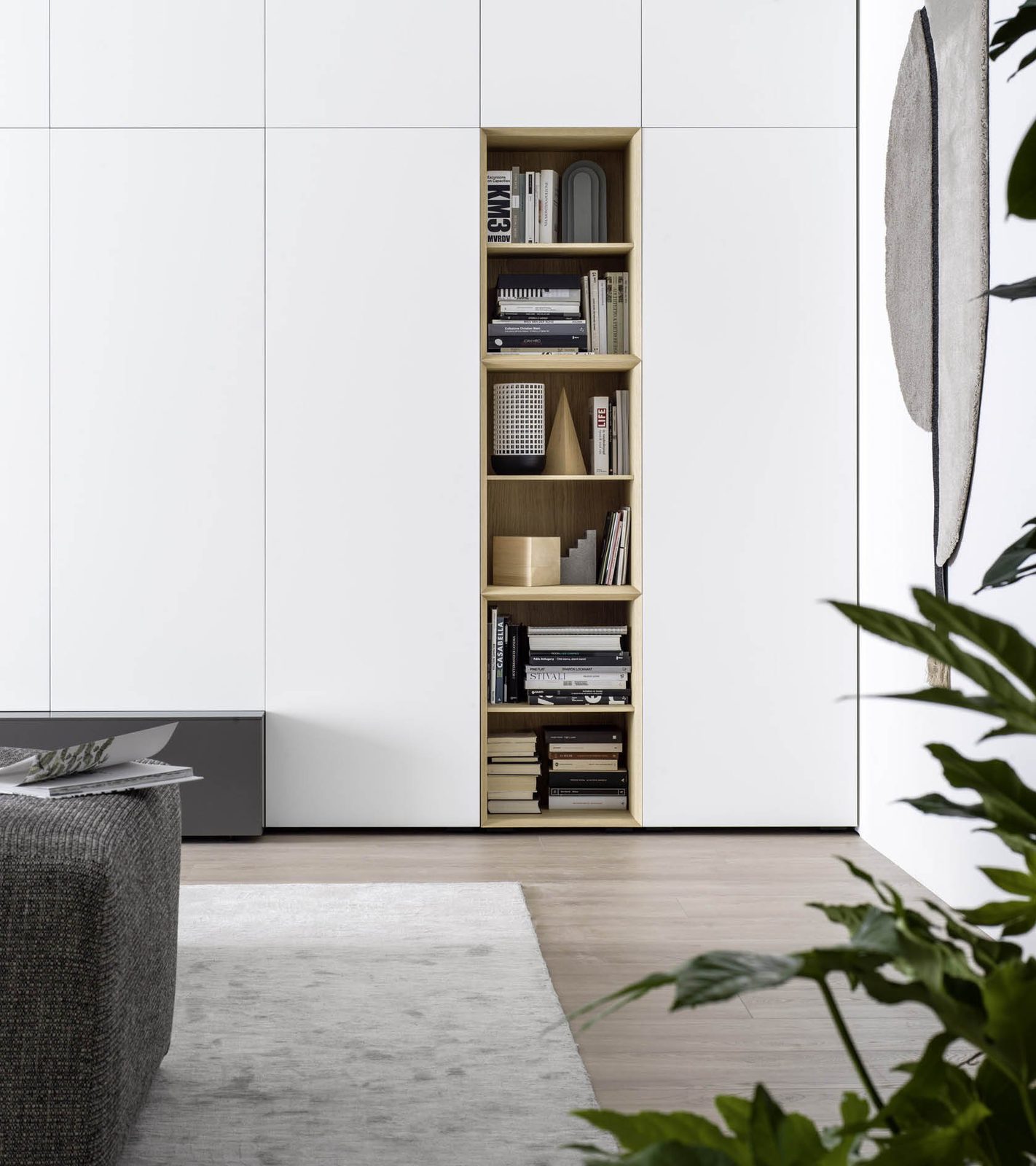 Living FAinteriors — armadiatura bianca con libreria